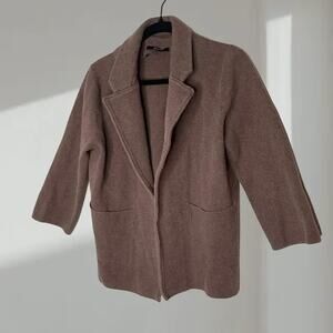 Quince Organic Cotton Knit Blazer Jacket – Cocoa Brown (Women’s Small)